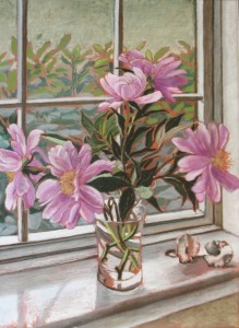 Peonies in the Window, Leslie Miles